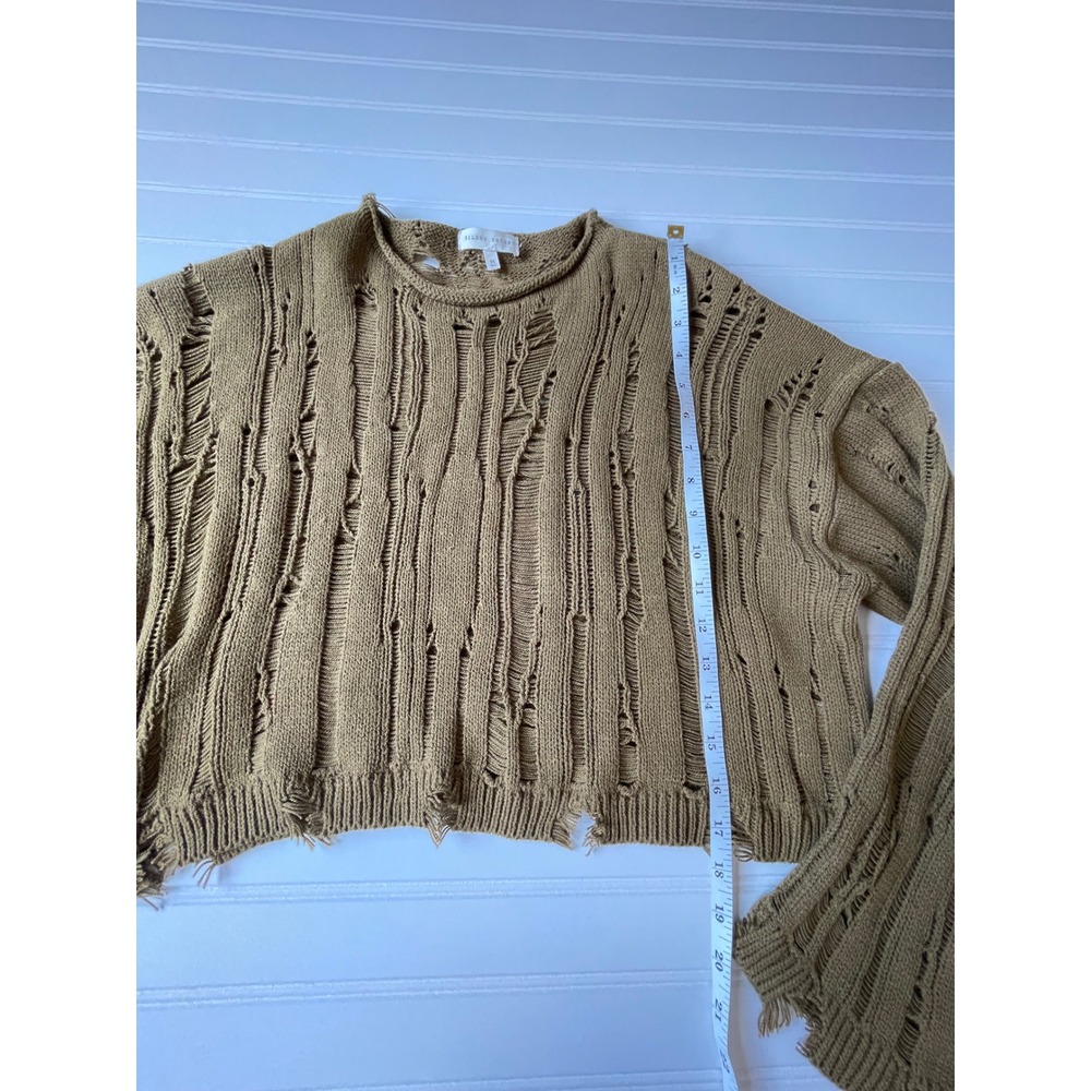 Open Knit Sweater Women Sz M Layer Military Green Distressed Fairy Grunge Goblin - Picture 4 of 11